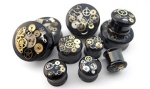 Urban Body Jewelry Black Steel Steampunk Plugs